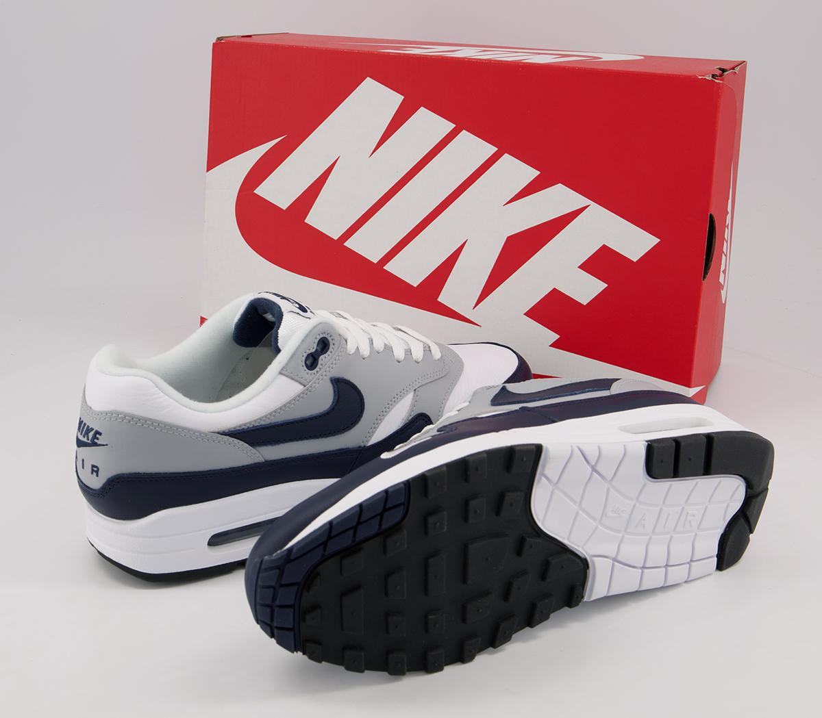 nike air max 1 trainers white obsidian wolf grey black