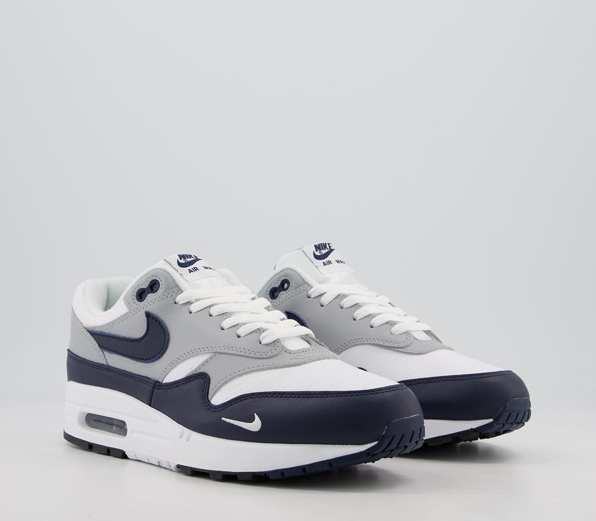 Nike Air Max 1 Trainers White Obsidian Wolf Grey Black - Women's ...