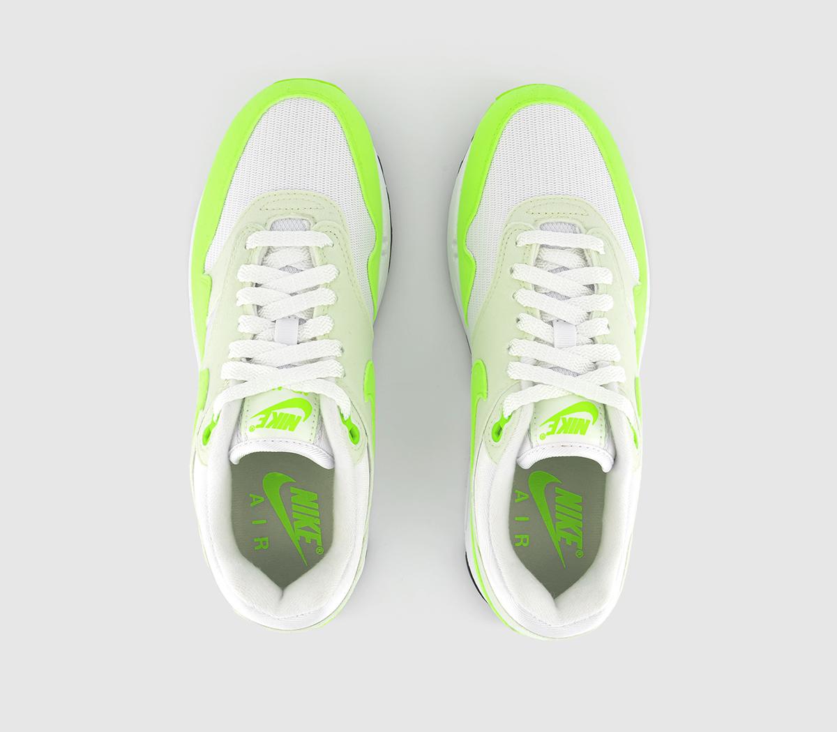 Nike Air Max 1 Trainers White Volt Sea Glass Black - Unisex Sports