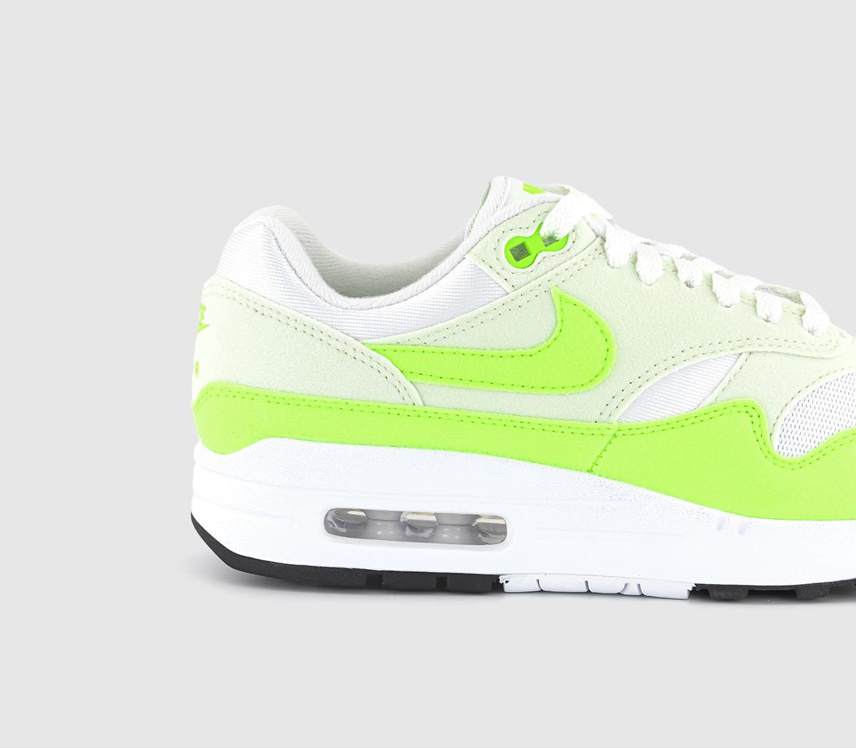 NikeAir Max 1 Trainers White Volt Sea Glass Black