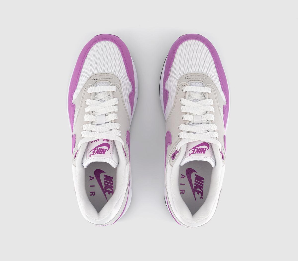 Nike Air Max 1 Trainers Neutral Grey Fuschia Dream White