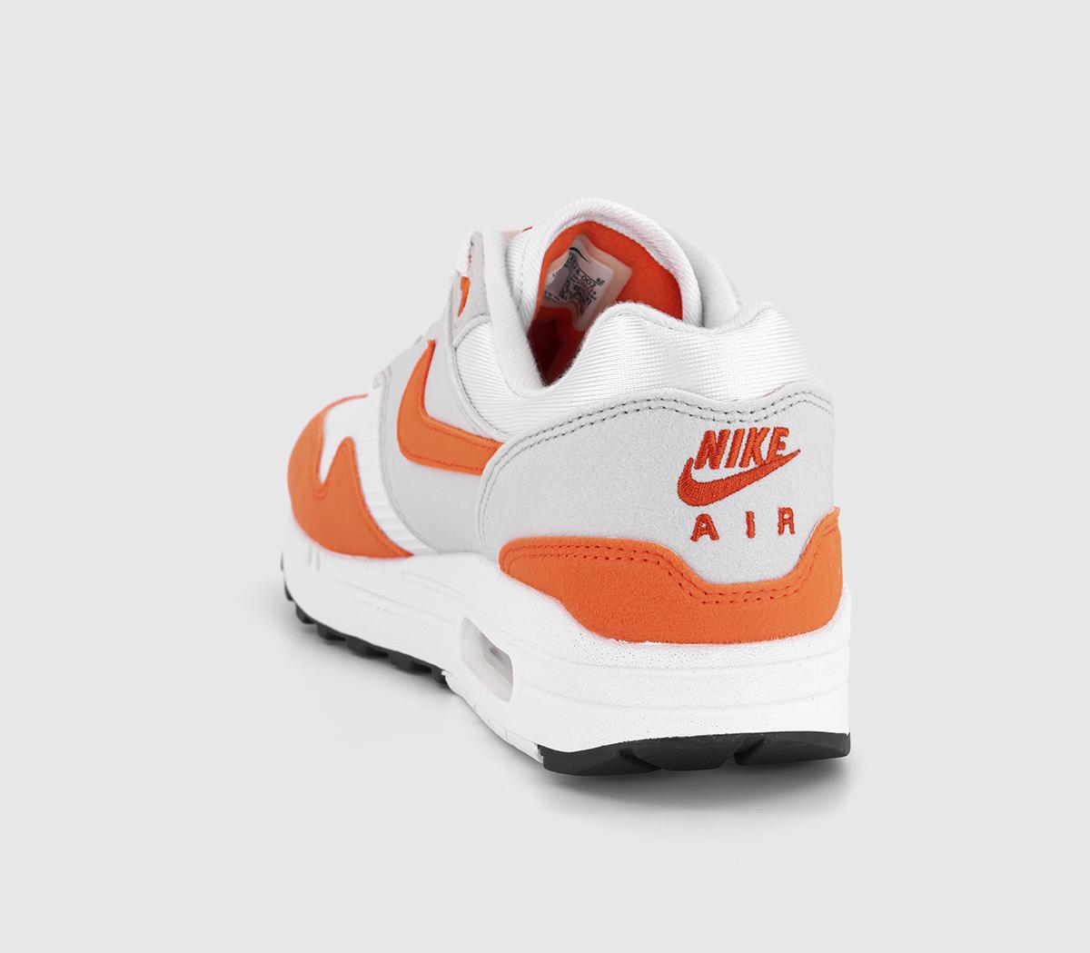 Nike Air Max 1 Trainers Nike Air Max 1 Trainers Neutral Grey Safety Orange White Black