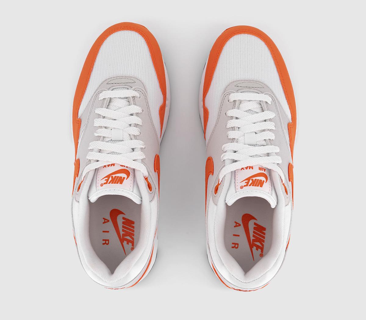 Nike Air Max 1 Trainers Nike Air Max 1 Trainers Neutral Grey Safety Orange White Black