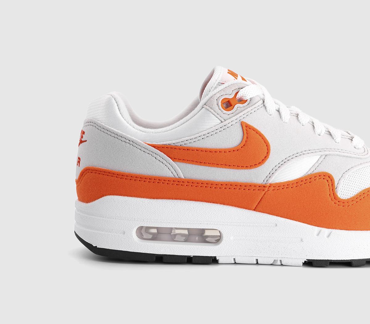 Nike Air Max 1 Trainers Nike Air Max 1 Trainers Neutral Grey Safety Orange White Black
