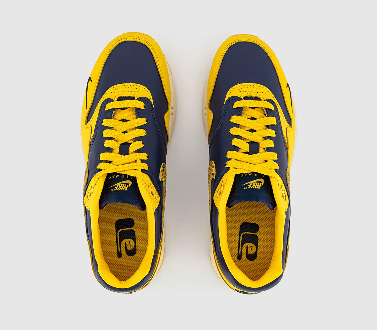 NikeAir Max 1 Trainers Midnight Navy Varsity Maize Natural