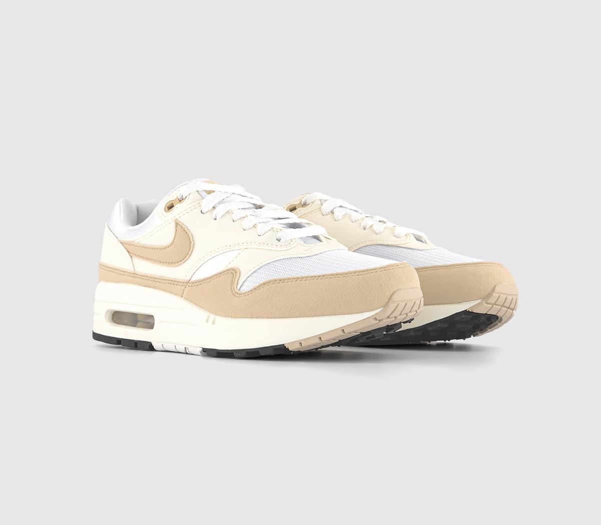 Nike Air Max 1 Trainers Pale Ivory Sandrift White Sail Black - Women's ...