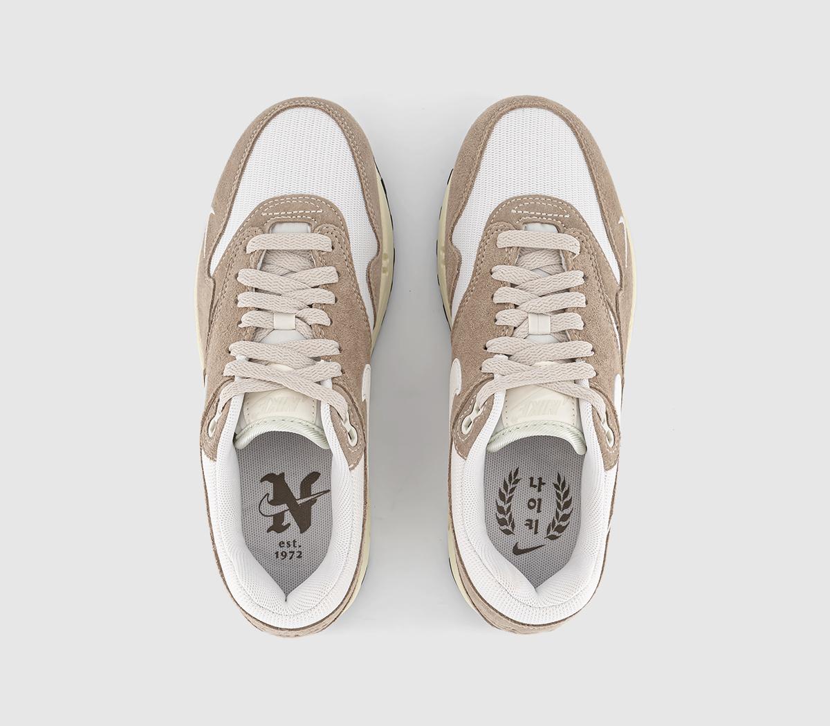 NikeAir Max 1 TrainersSail Khanki Coconut Milk Light Orewood Brown Sea G