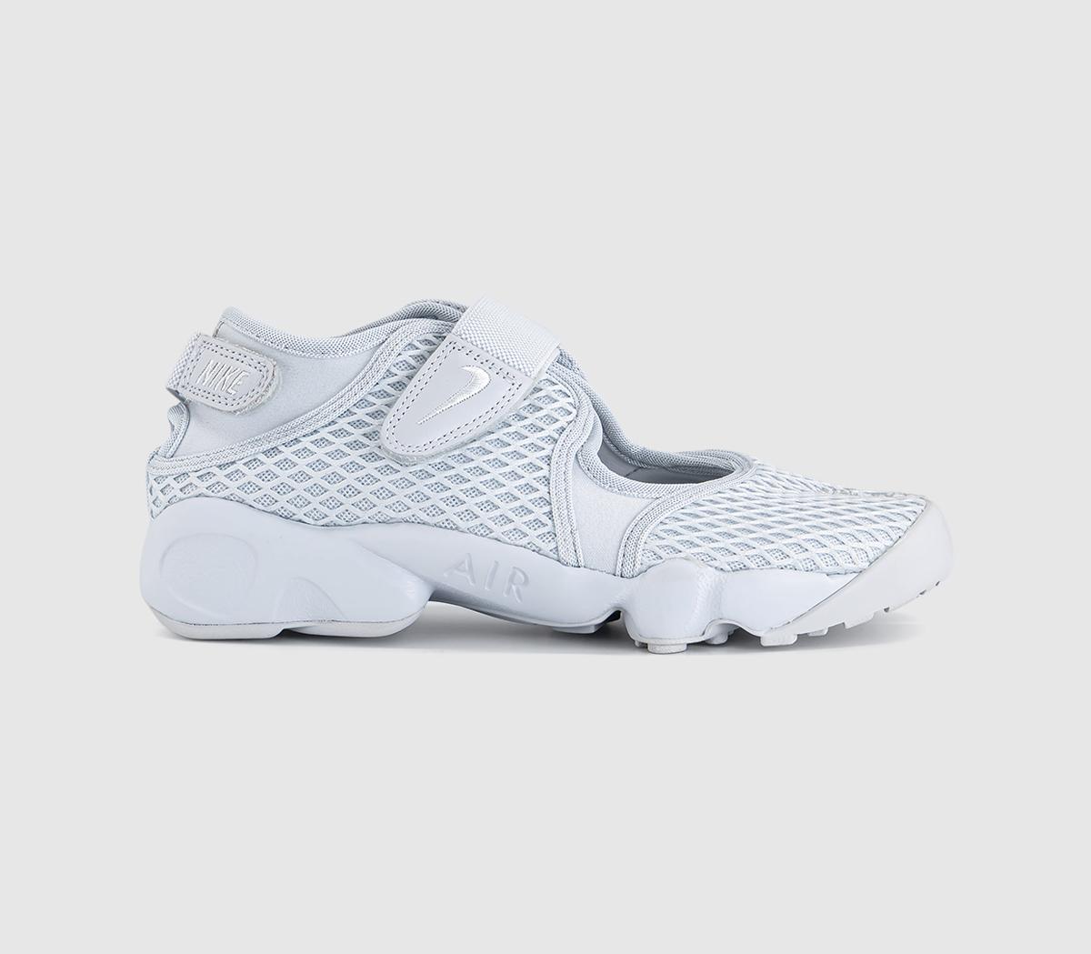Nike Air Rift Trainers Pure Platinum Wolf Grey  White in Women's Size 5.5, Office Shoes