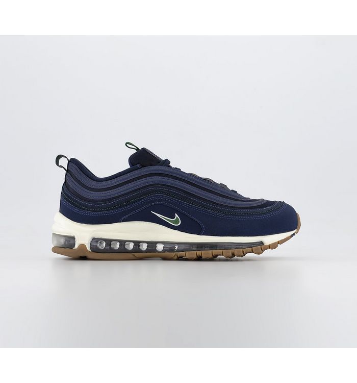 Nike Air Max 97 Trainers Obsidian Gorge Green Midnight Navy Sail Leather,Navy Blue