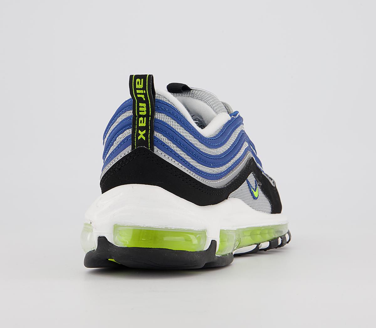 Nike Air Max 97 Trainers Nike Air Max 97 Trainers Atlantic Blue Voltage Yellow Metallic Silver Black
