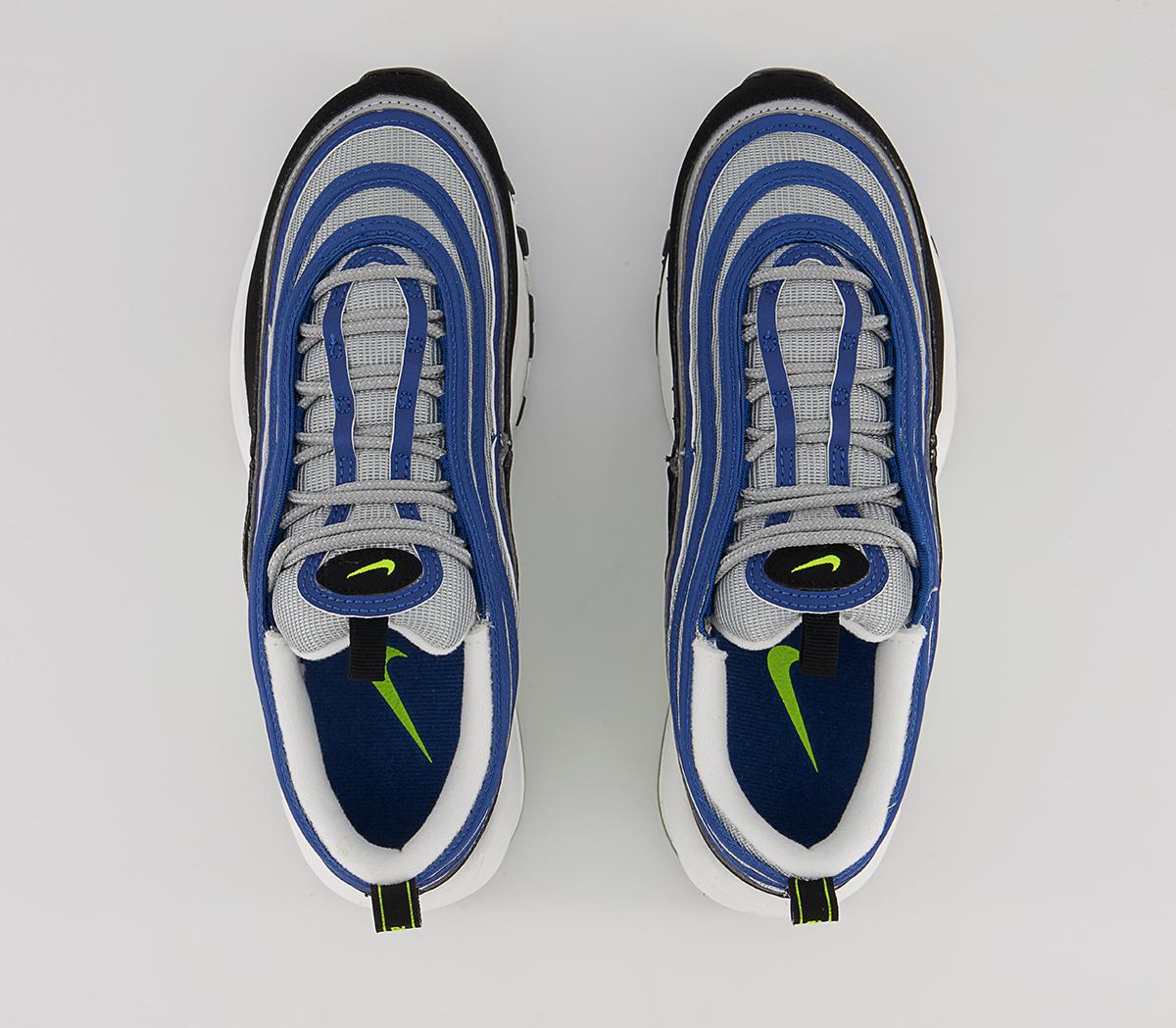Nike Air Max 97 Trainers Nike Air Max 97 Trainers Atlantic Blue Voltage Yellow Metallic Silver Black