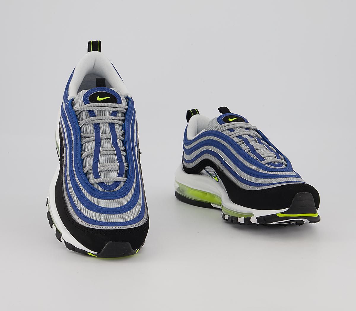Nike Air Max 97 Trainers Nike Air Max 97 Trainers Atlantic Blue Voltage Yellow Metallic Silver Black