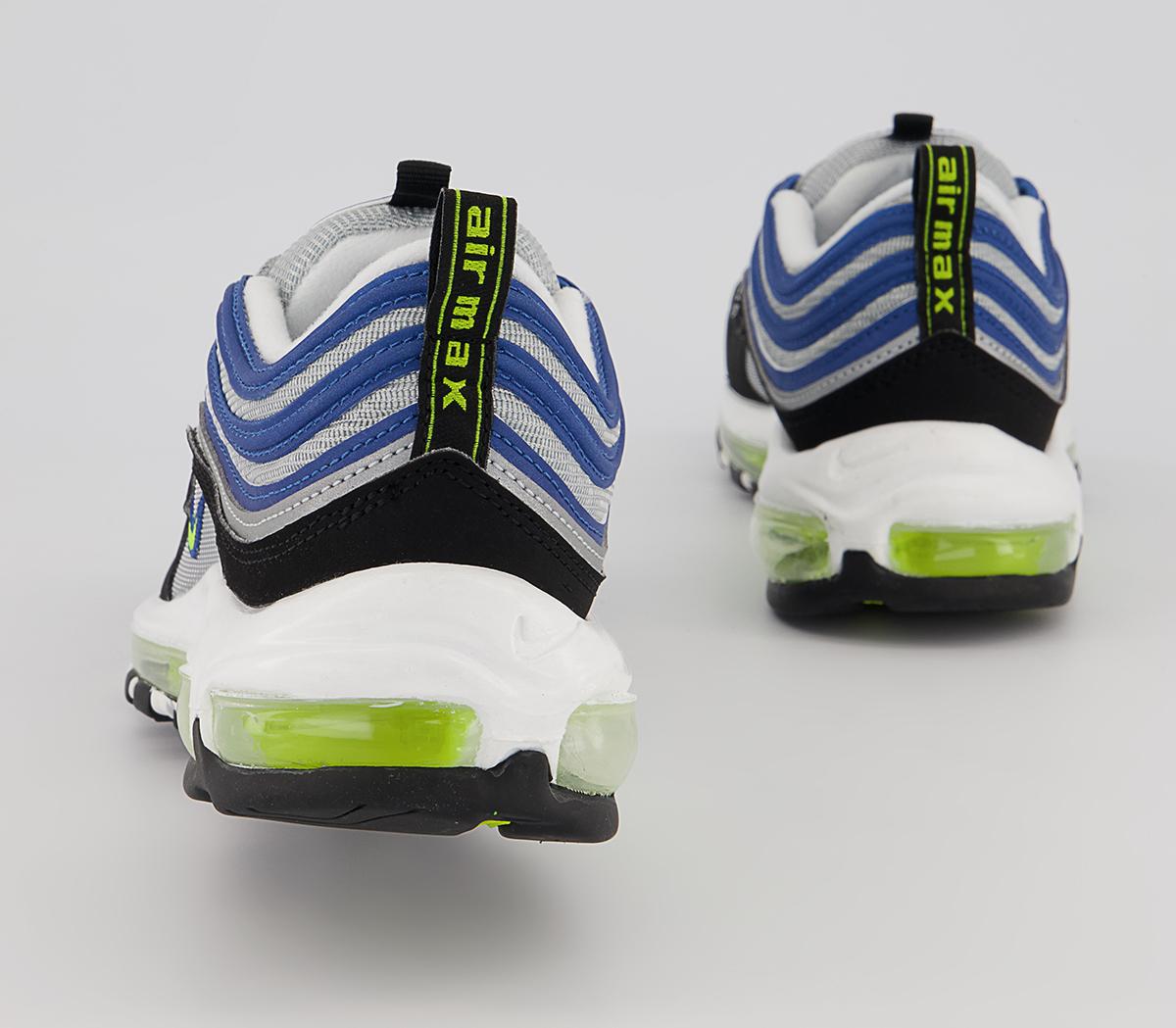 Nike Air Max 97 Trainers Nike Air Max 97 Trainers Atlantic Blue Voltage Yellow Metallic Silver Black