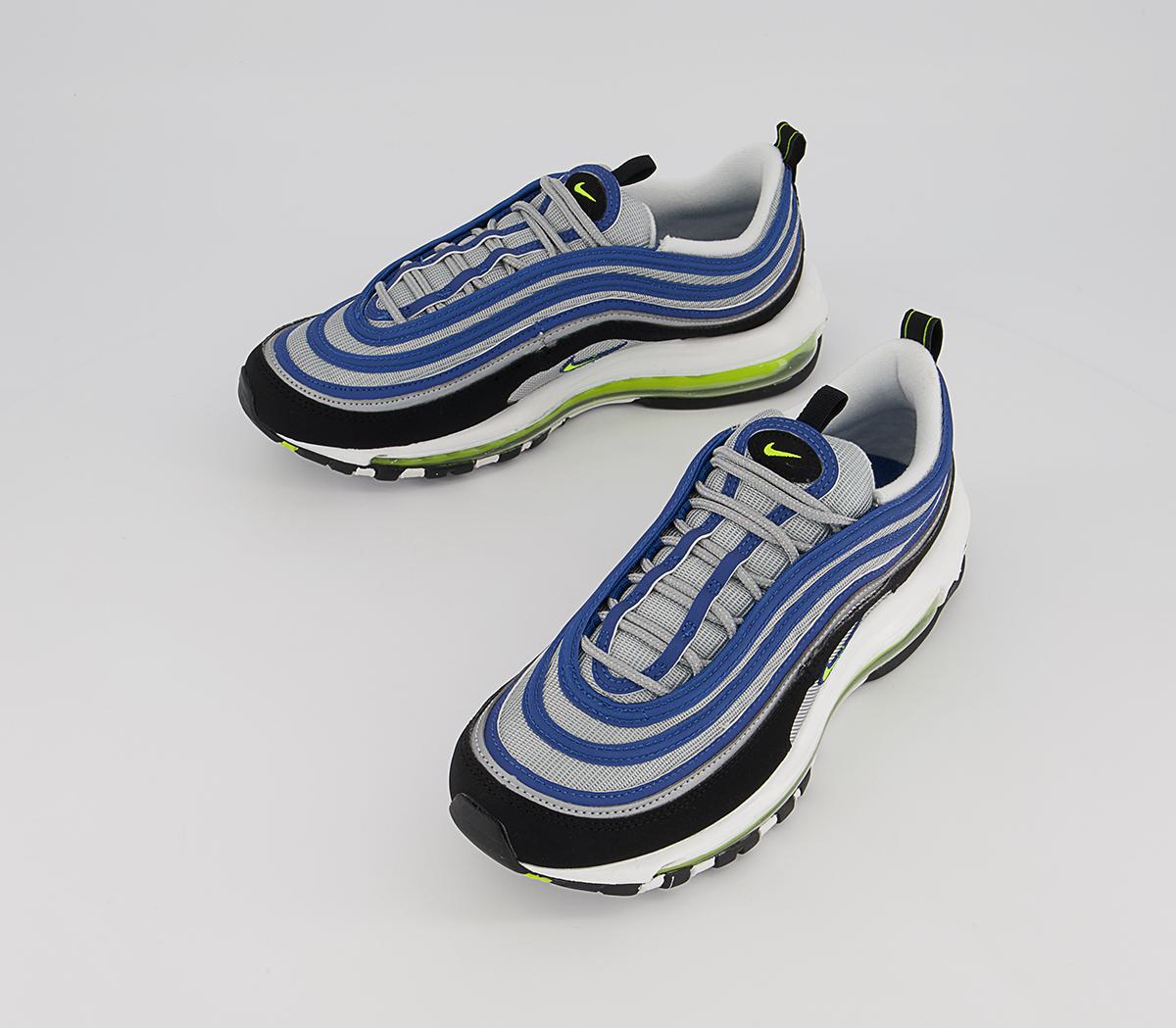 Nike Air Max 97 Trainers Nike Air Max 97 Trainers Atlantic Blue Voltage Yellow Metallic Silver Black
