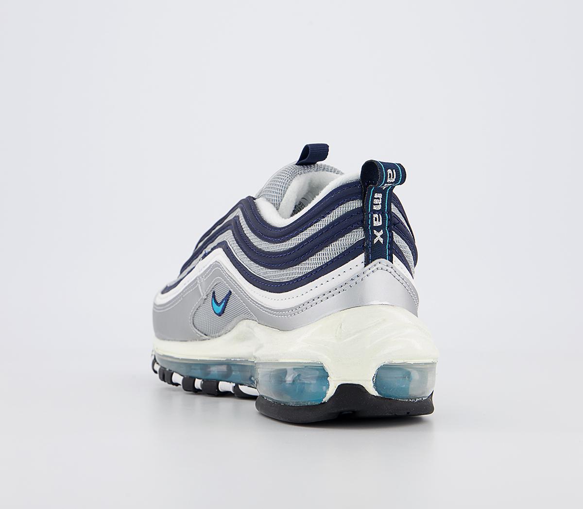 Nike Air Max 97 Trainers Nike Air Max 97 Trainers Metallic Silver Chlorine Blue Midnight Navy Black