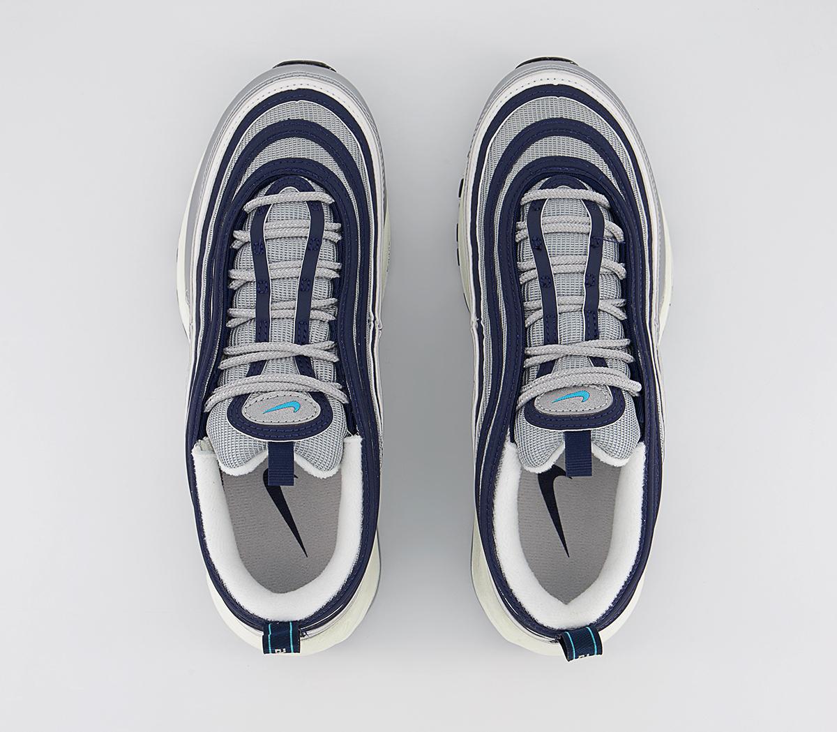 Nike Air Max 97 Trainers Nike Air Max 97 Trainers Metallic Silver Chlorine Blue Midnight Navy Black