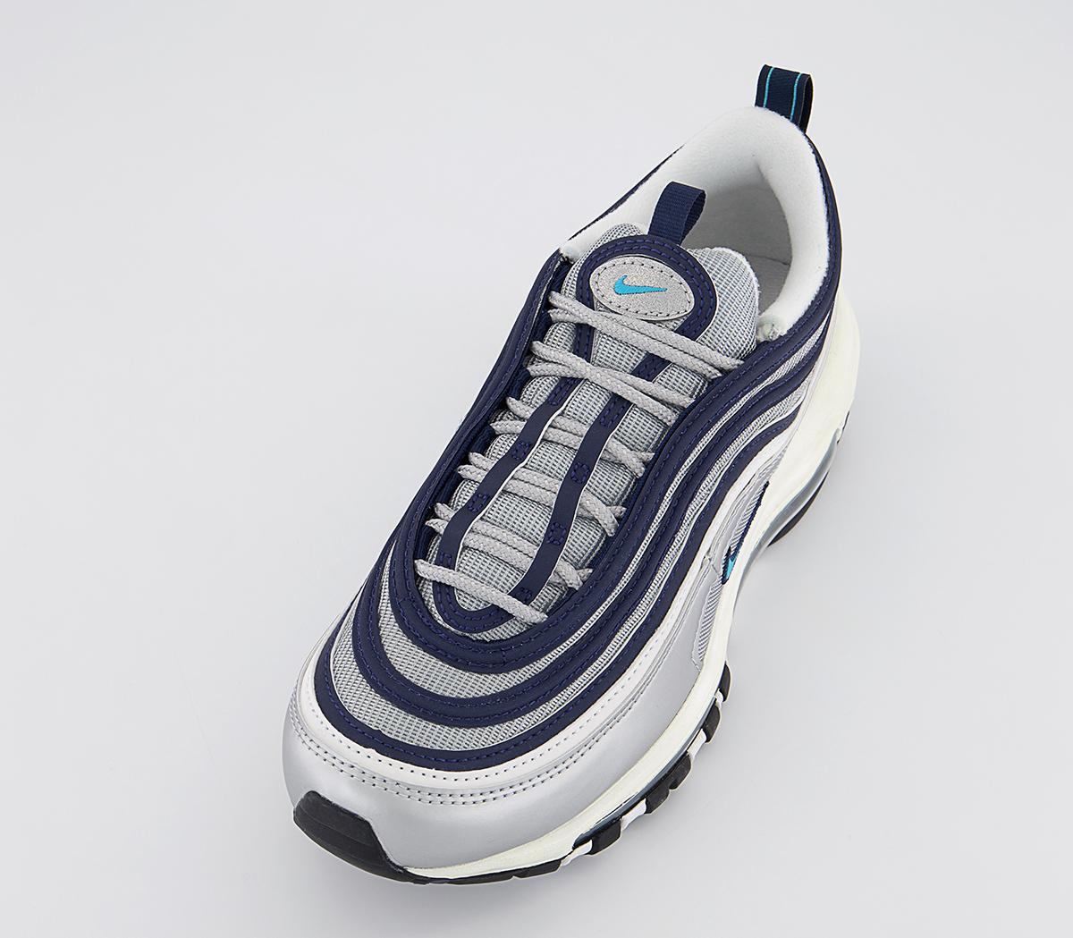 Nike Air Max 97 Trainers Nike Air Max 97 Trainers Metallic Silver Chlorine Blue Midnight Navy Black