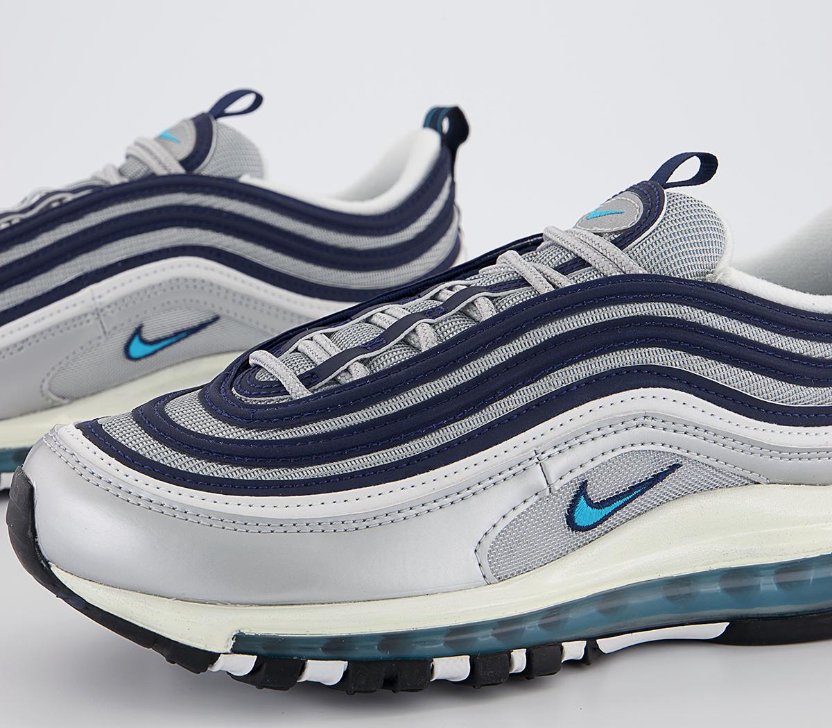 Nike Air Max 97 Trainers Nike Air Max 97 Trainers Metallic Silver Chlorine Blue Midnight Navy Black