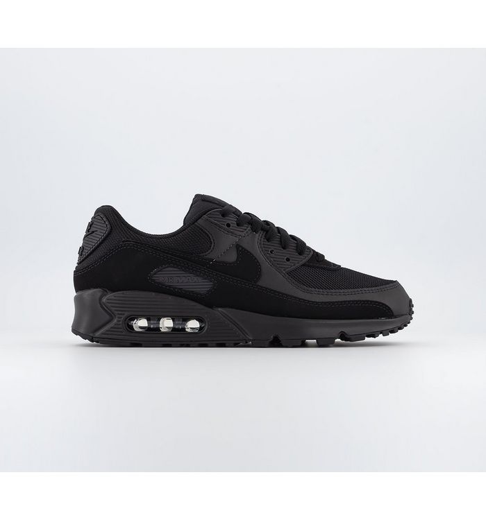 Nike Air Max 90 Mens Black Leather Trainers, Size: 12