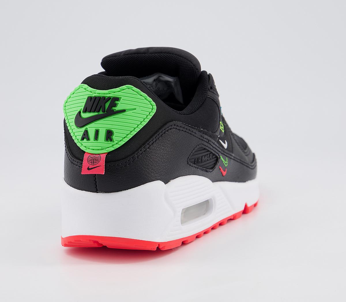 NikeAir Max 90 TrainersBlack Black Flash Crimson Green Strike White Se