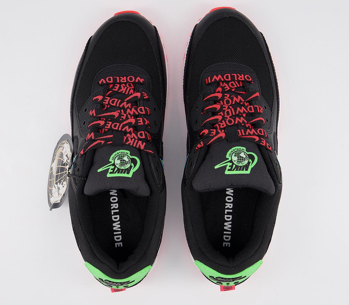 NikeAir Max 90 TrainersBlack Black Flash Crimson Green Strike White Se