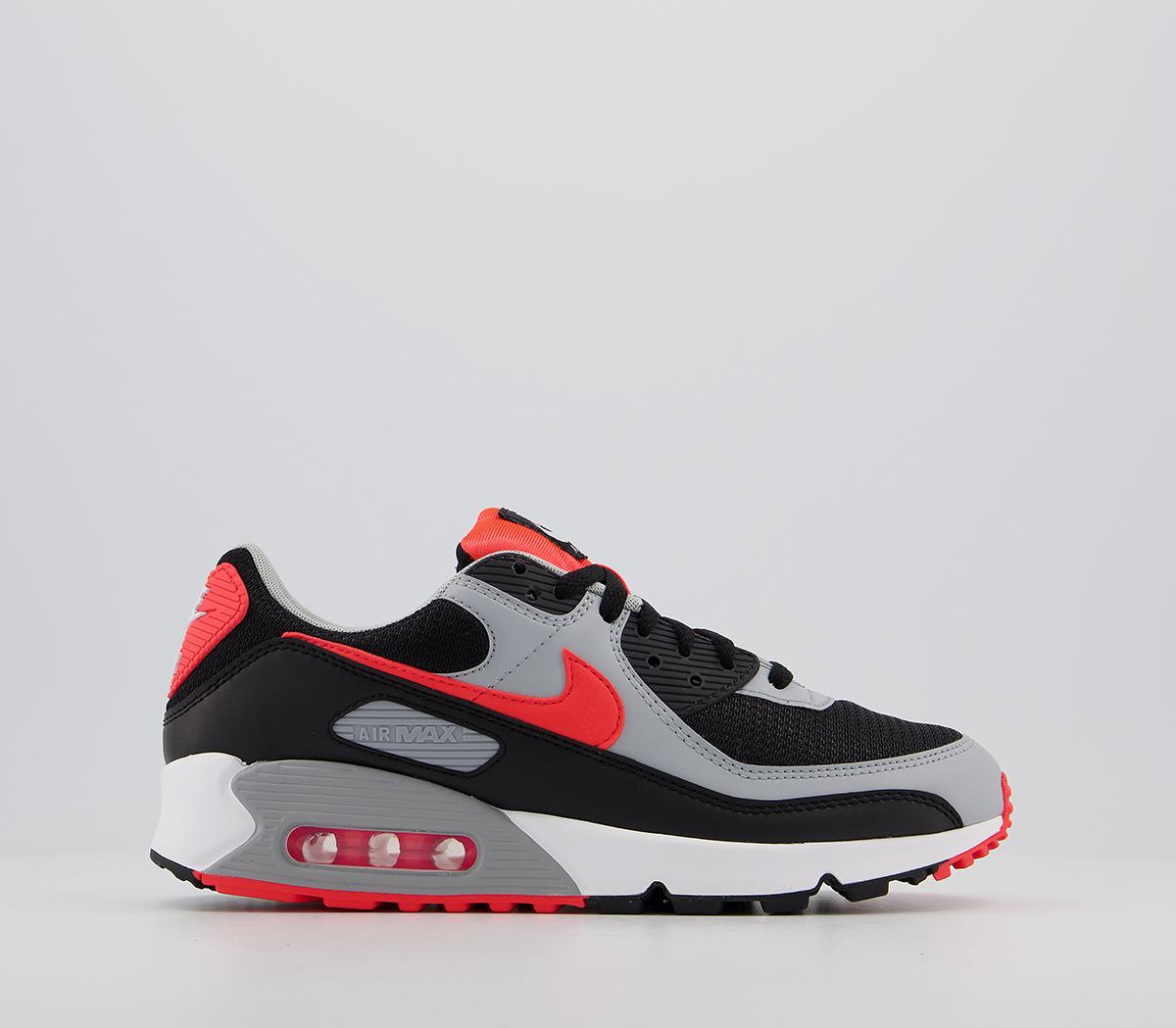 NikeAir Max 90 TrainersBlack Radiant Red White Wolf Grey