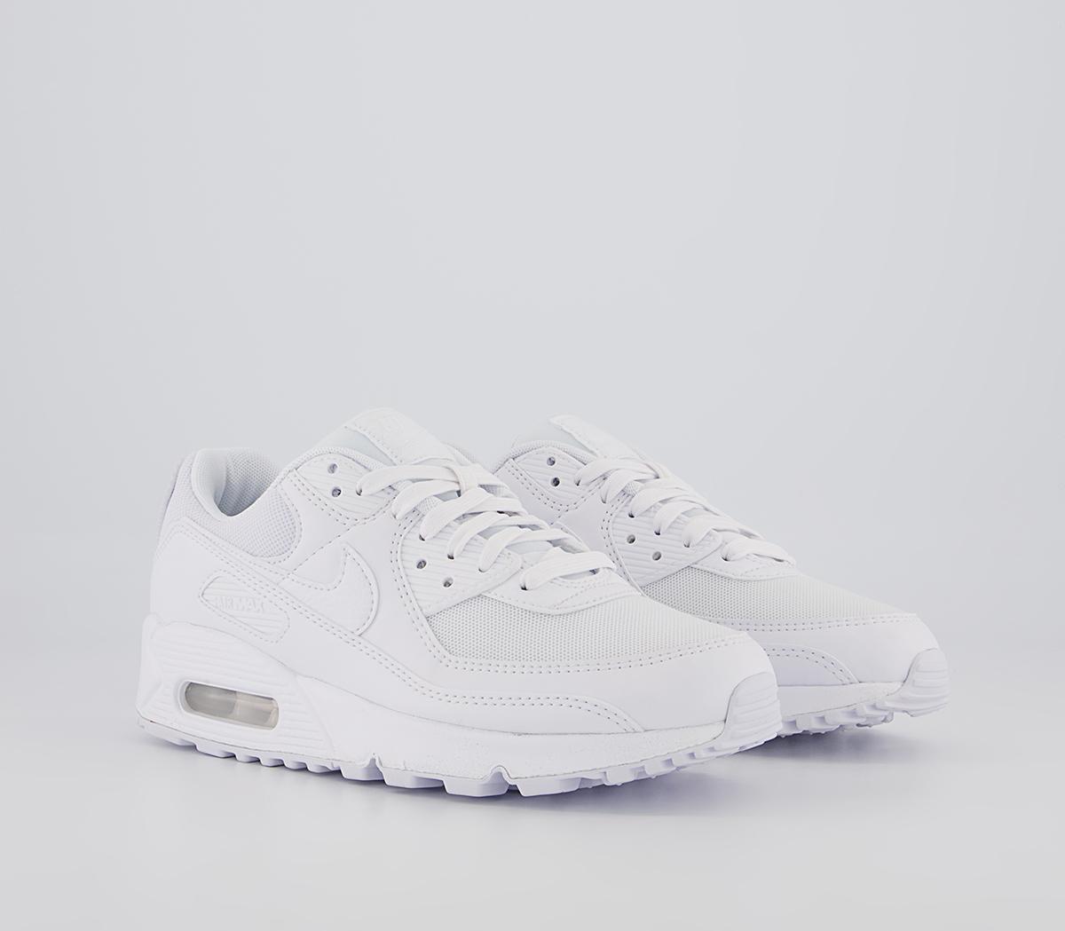 Nike Womens Air Max 90 Trainers White Rubber, 4