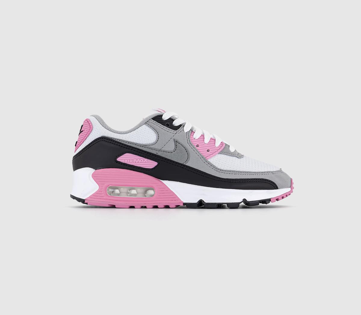 Air Max 90 Ladies White, Grey And Rose Mixed Leather Trainers