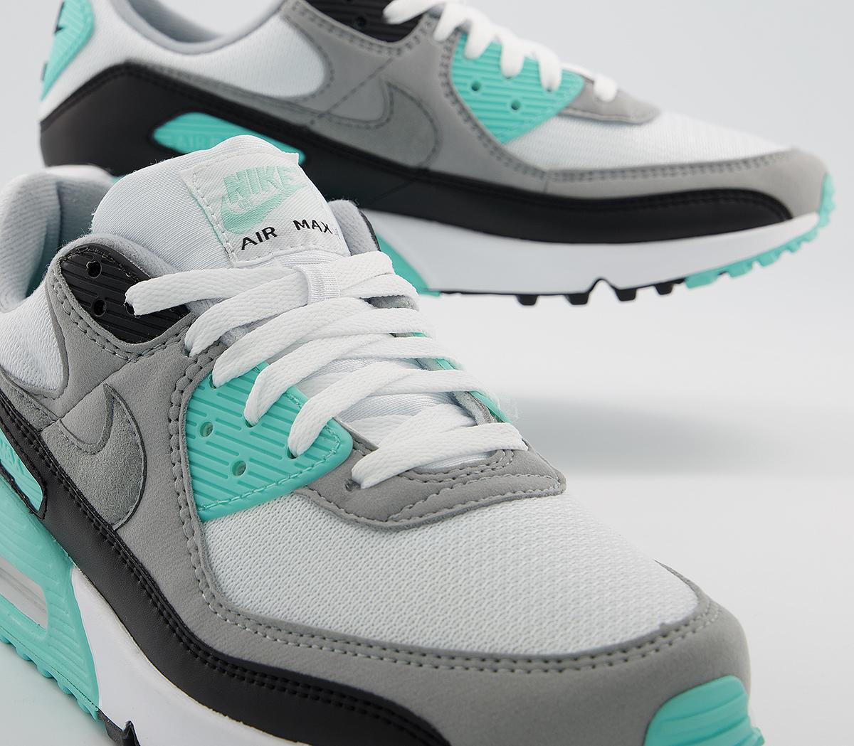 Nike Air Max 90 White White Grey Hyper Turquoise - Unisex Sports