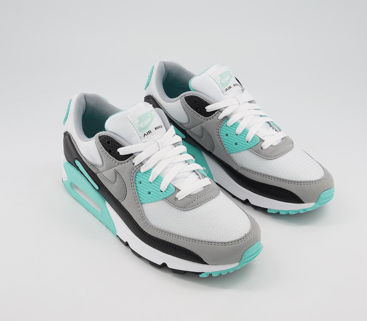 air max 90 trainers white grey hyper turquoise
