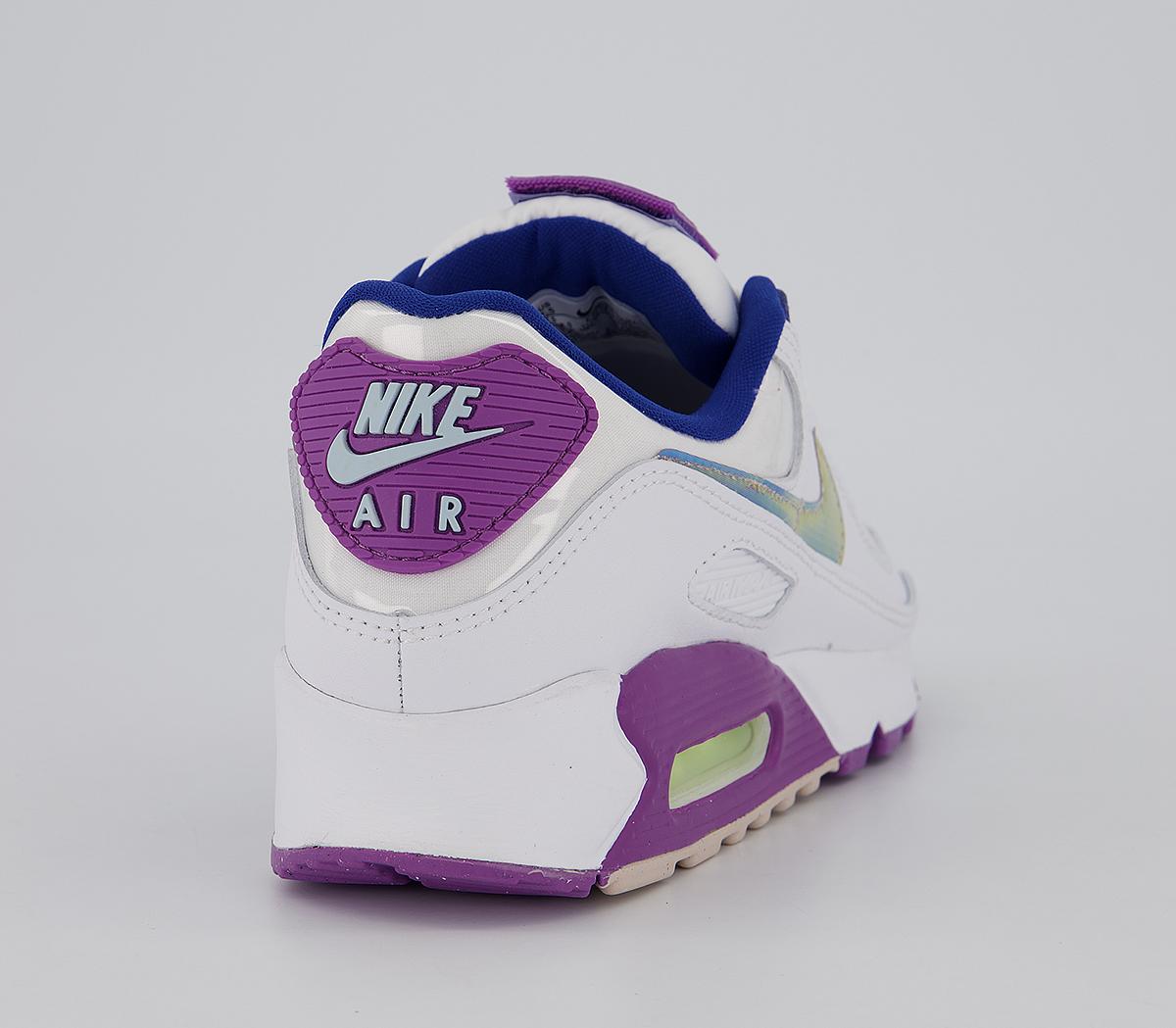 Nike Air Max 90 White Purple Barely Volt Blue F - Unisex Sports
