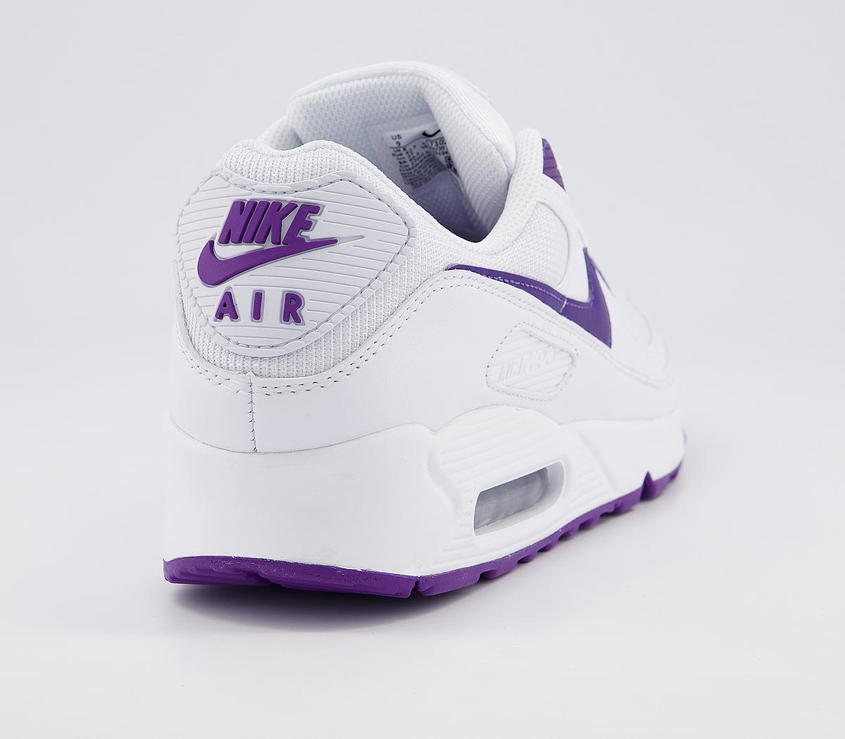 nike air max 90 trainers in white and purple