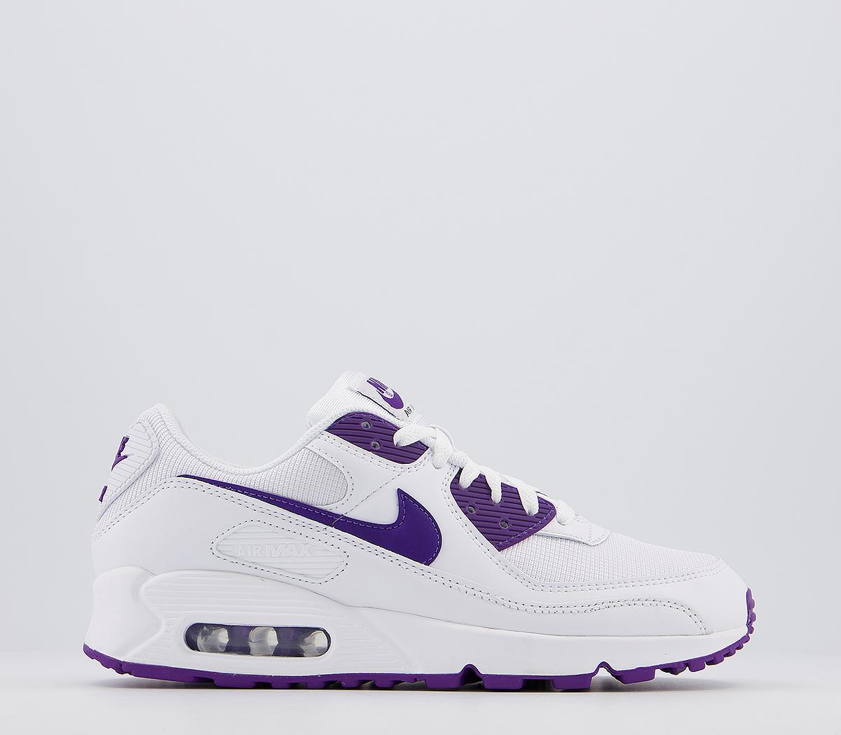 white and purple air max 90