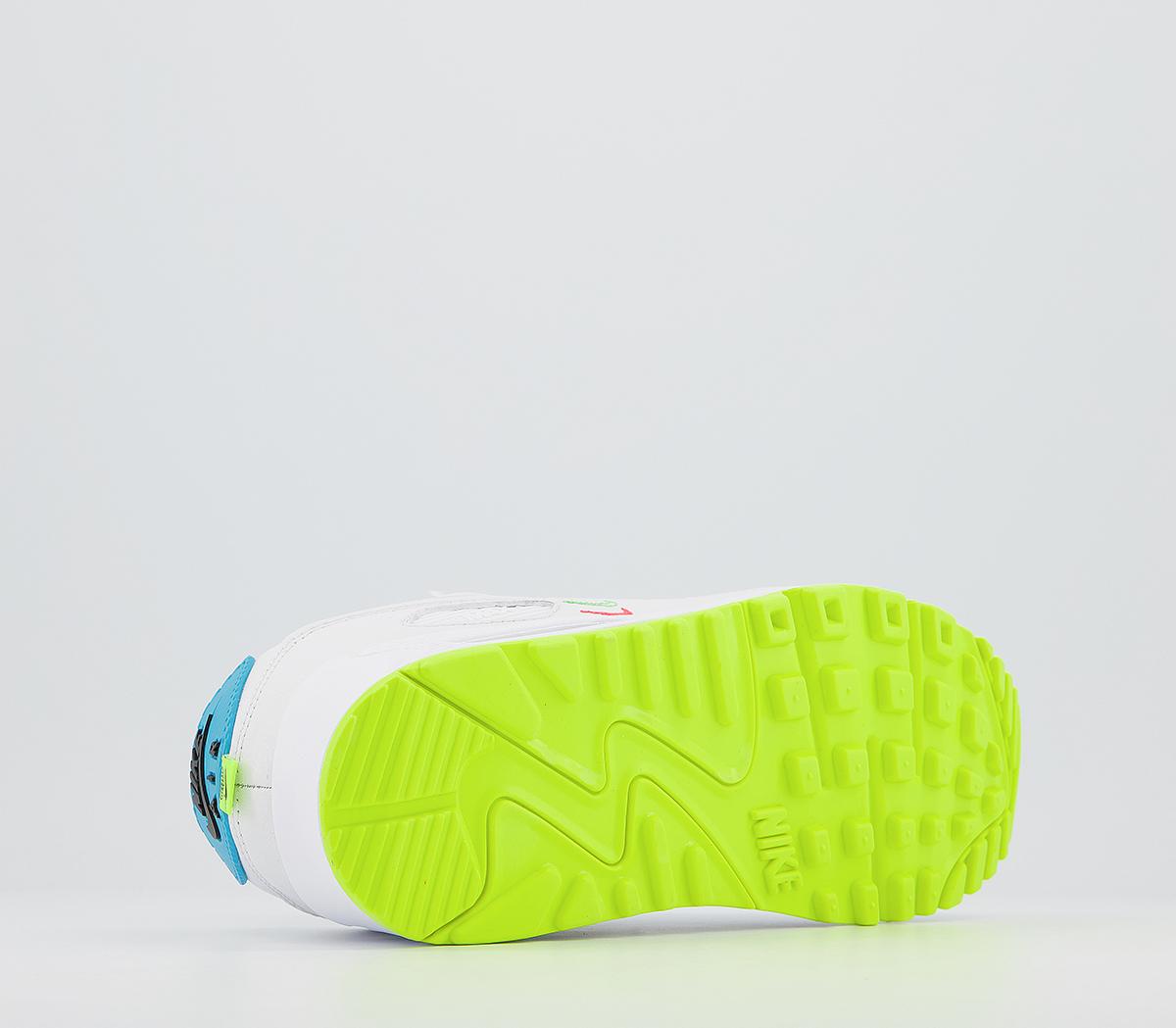 NikeAir Max 90 TrainersWhite Blue Fury Volt Black