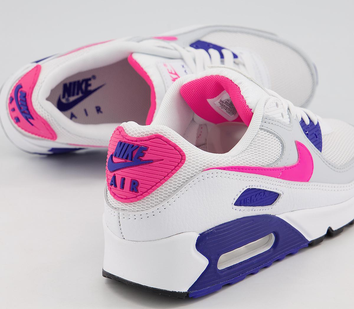 Nike Air Max 90 Trainers White Hyper Pink Concord Pure Platinum - Women ...