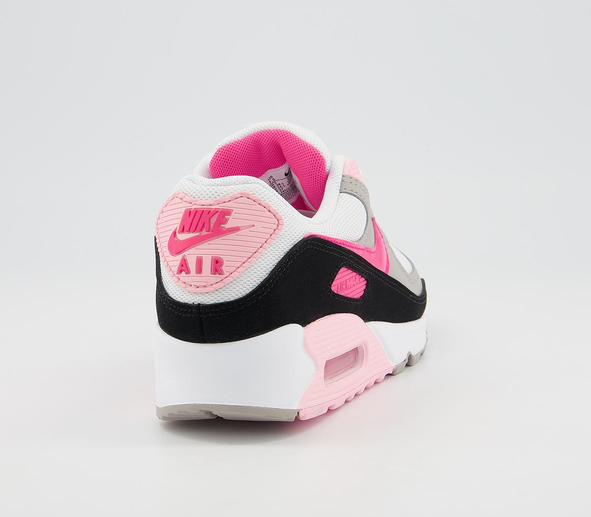 Nike Air Max 90 Trainers White Hyper Pink Black College Grey - Women's ...