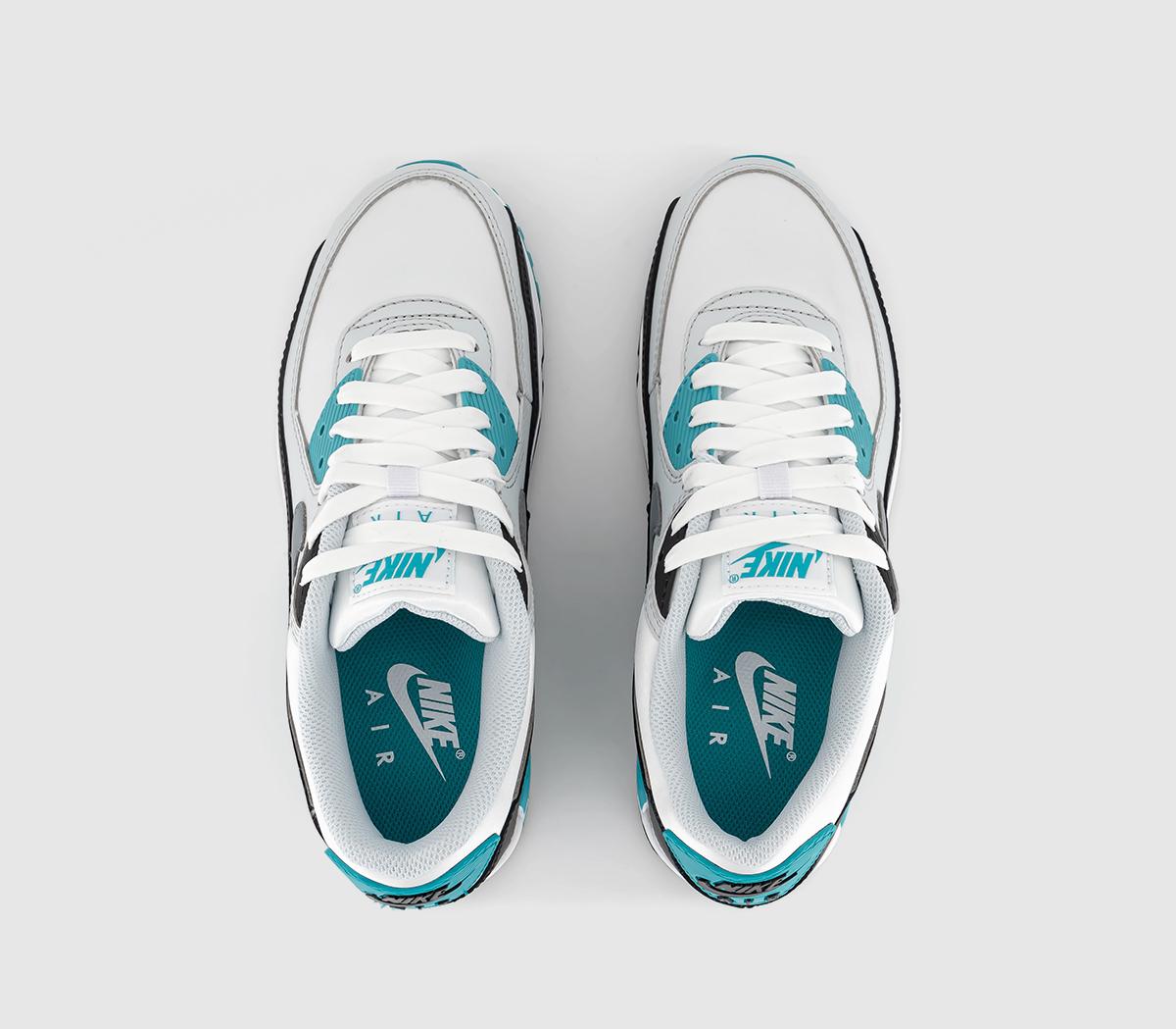 NikeAir Max 90 TrainersWhite Cool Grey Teal Nebula Black