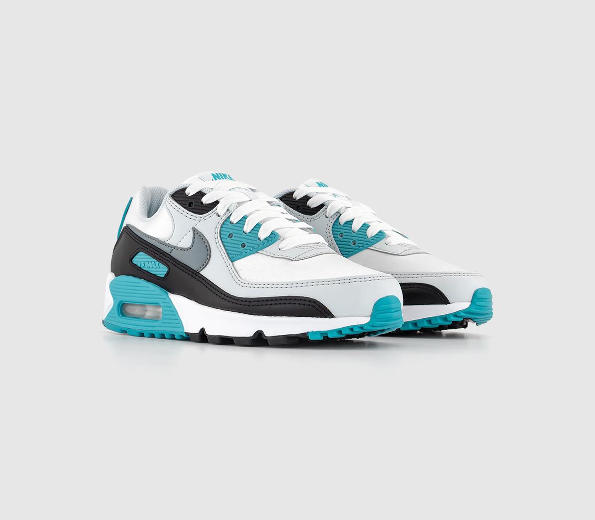 NikeAir Max 90 TrainersWhite Cool Grey Teal Nebula Black