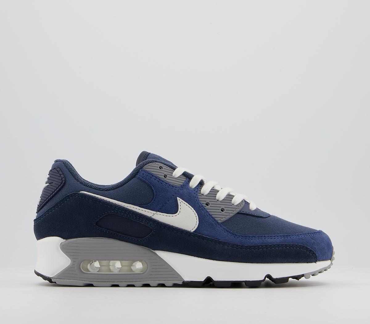 Nike Air Max 90 Trainers Obsidian Grey Midnight Navy Thunder Blue - Women's Trainers