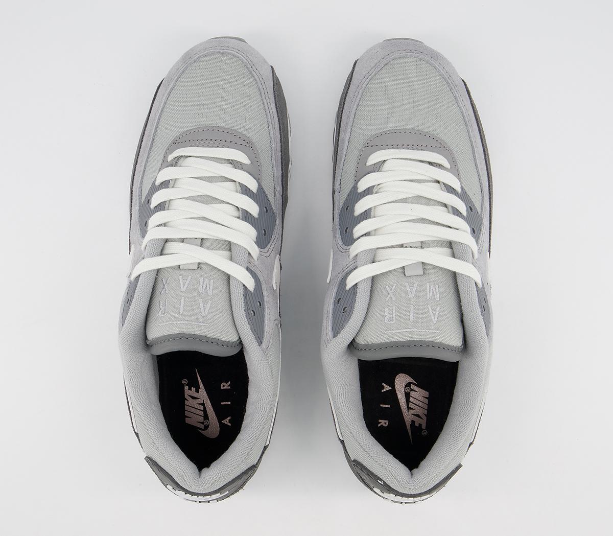 nike air max 90 trainers light smoke grey white particle grey