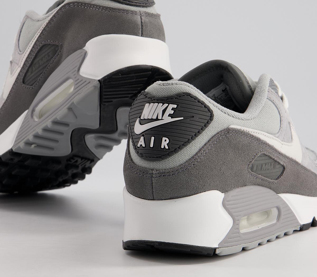 nike air max 90 trainers light smoke grey white particle grey