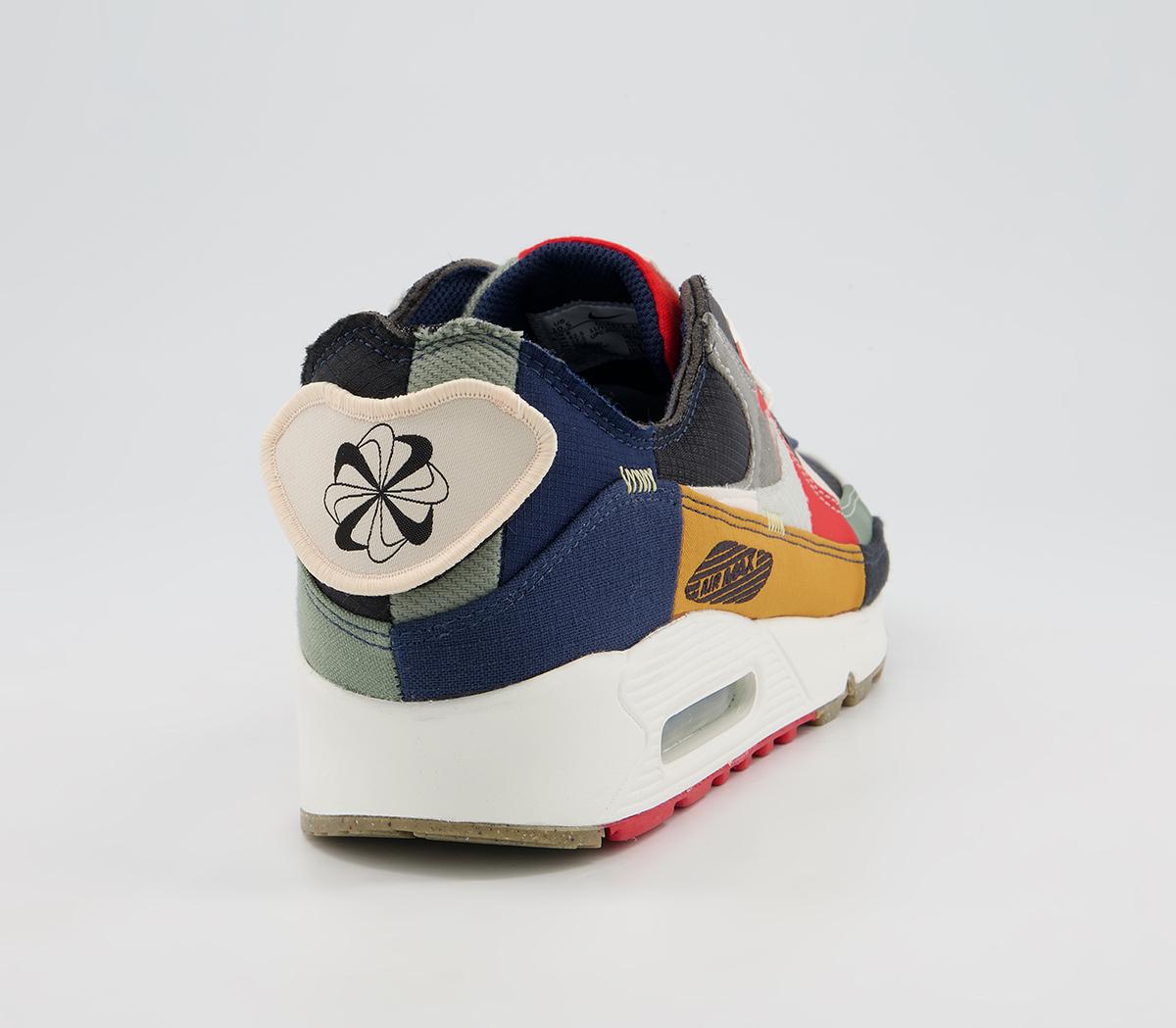 Nike Air Max 90 Trainers Nike Air Max 90 Trainers College Navy Light Bone Sail Chile Red