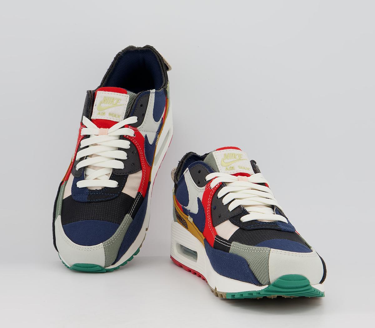Nike Air Max 90 Trainers Nike Air Max 90 Trainers College Navy Light Bone Sail Chile Red