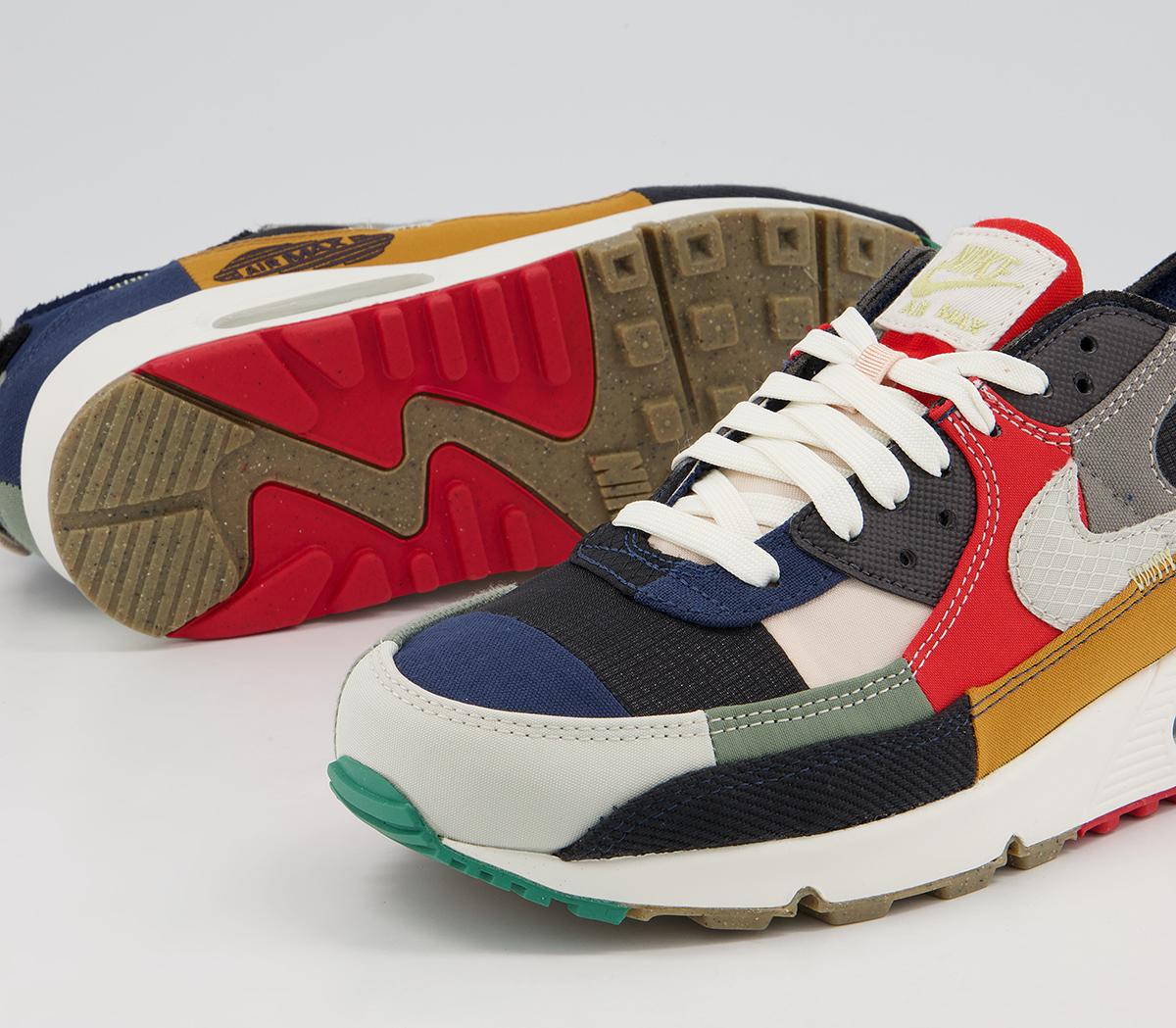 Nike Air Max 90 Trainers Nike Air Max 90 Trainers College Navy Light Bone Sail Chile Red