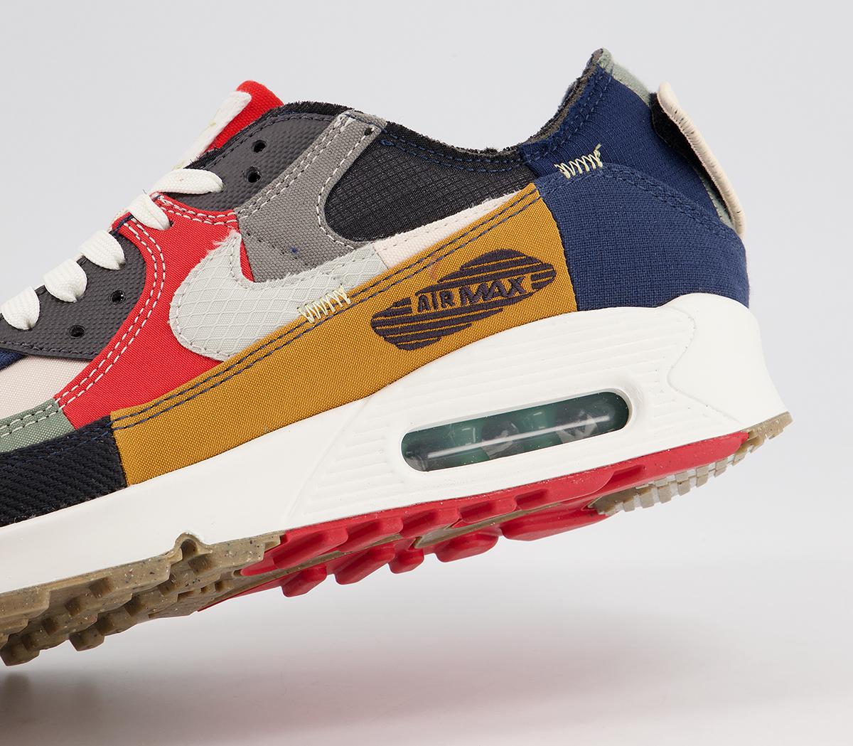 Nike Air Max 90 Trainers Nike Air Max 90 Trainers College Navy Light Bone Sail Chile Red
