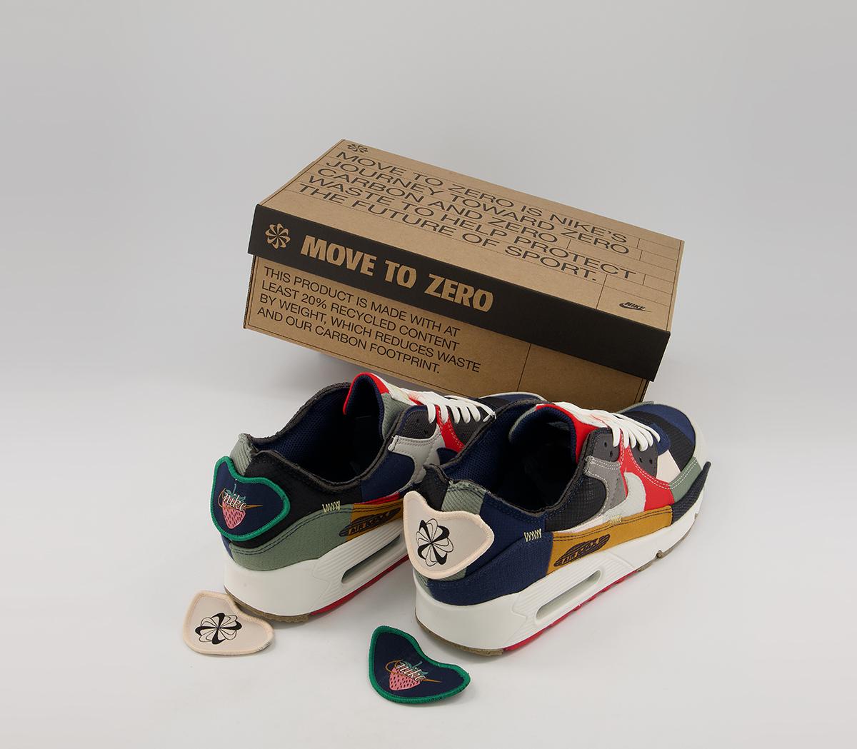Nike Air Max 90 Trainers Nike Air Max 90 Trainers College Navy Light Bone Sail Chile Red