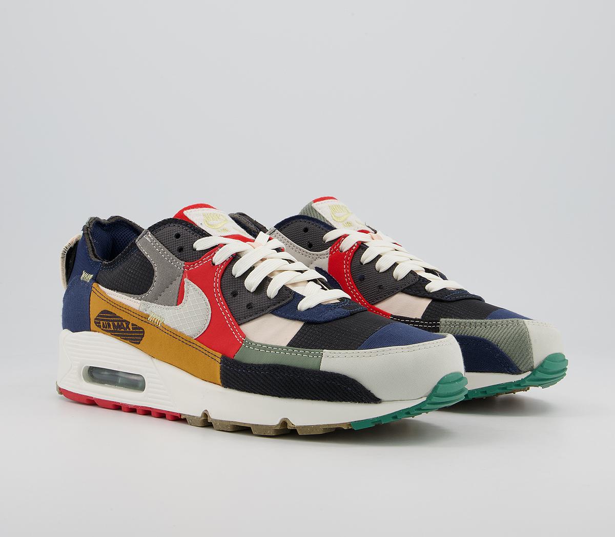 Nike Air Max 90 Trainers Nike Air Max 90 Trainers College Navy Light Bone Sail Chile Red