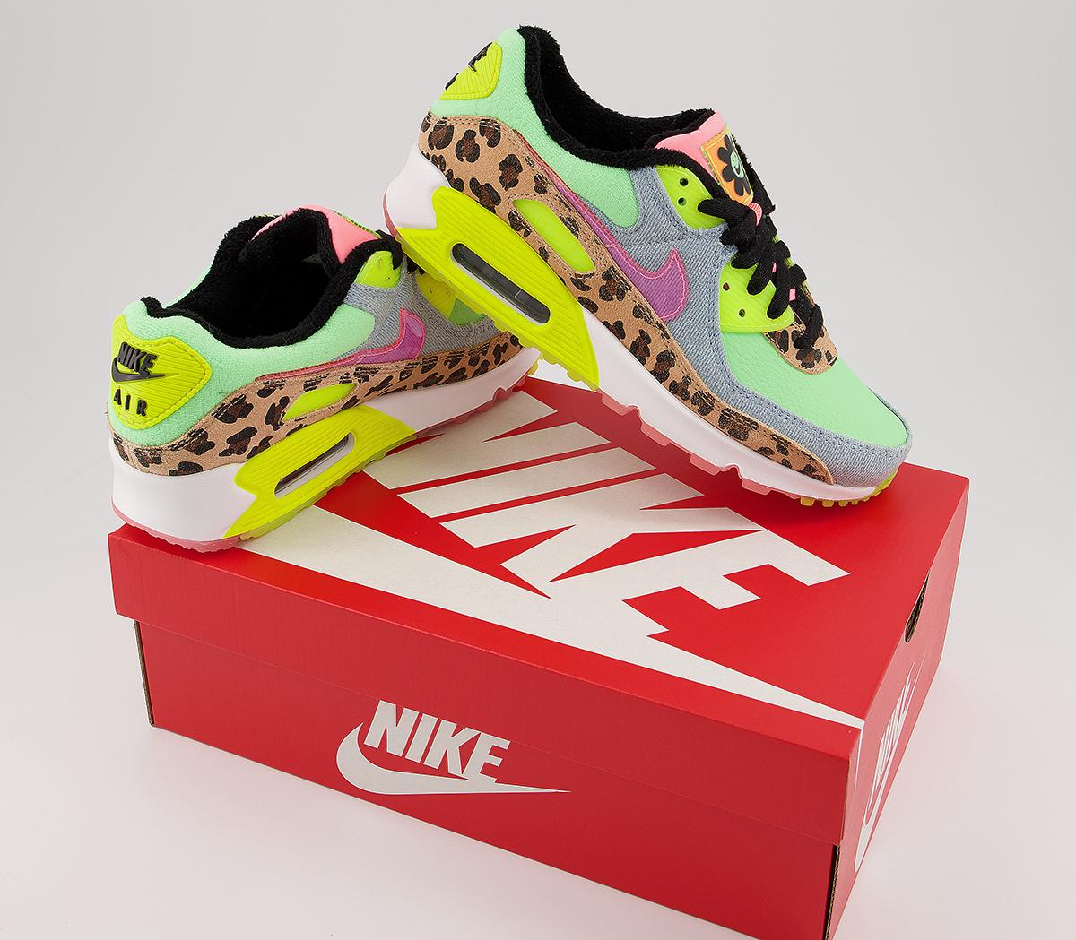 Nike Air Max 90 Trainers Illusion Green Sunset Pulse Women's