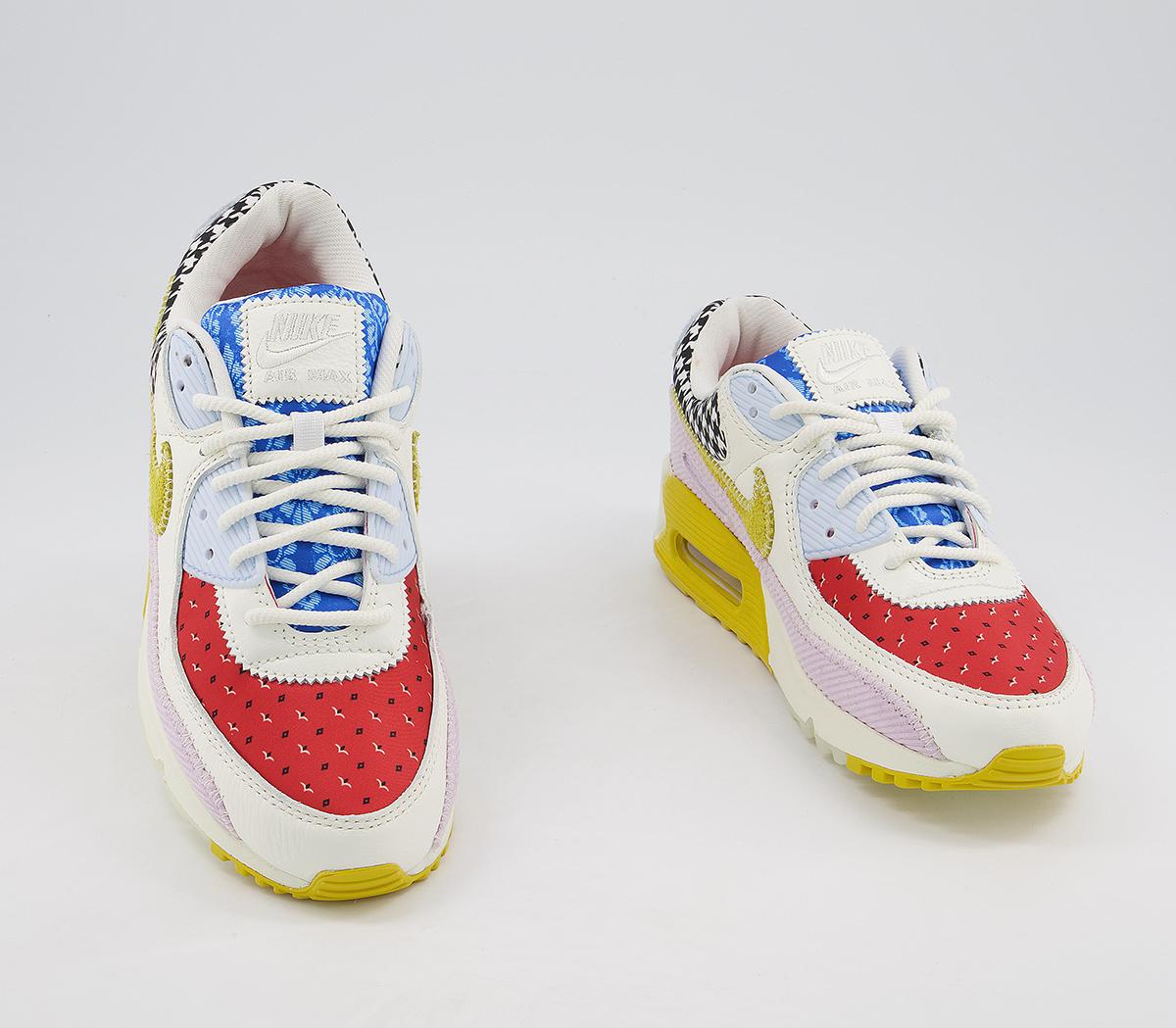NikeAir Max 90 TrainersSail Bright Citron Doll Lobster Signal Blue Hydro