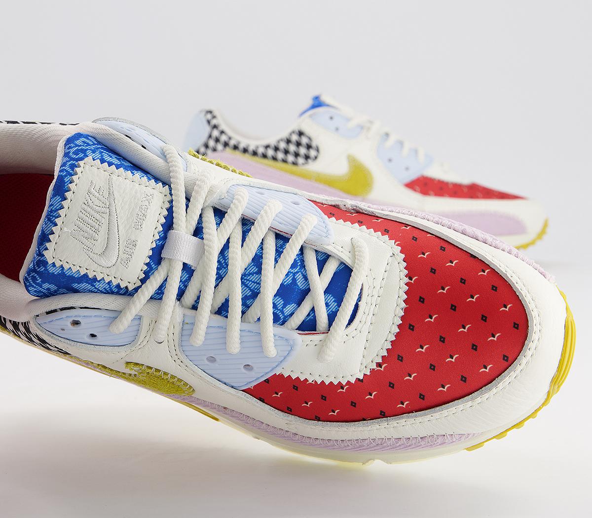 NikeAir Max 90 TrainersSail Bright Citron Doll Lobster Signal Blue Hydro